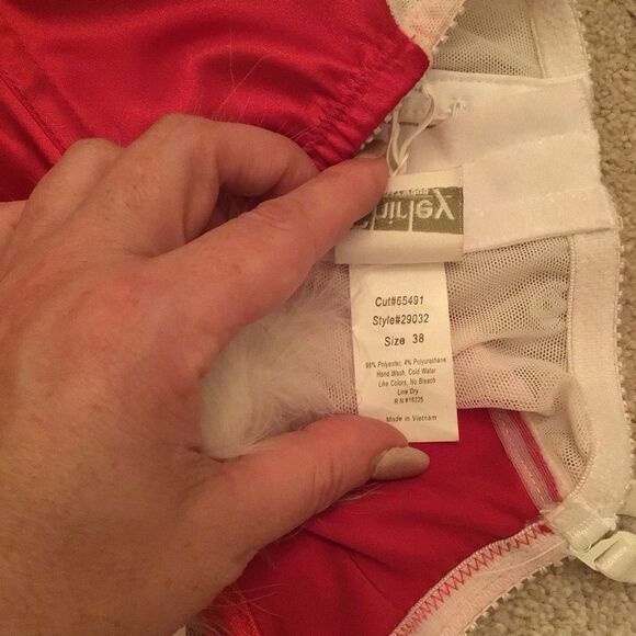 Shirley of Hollywood Red and White Corset Chemise Lingerie - Picture 7 of 7